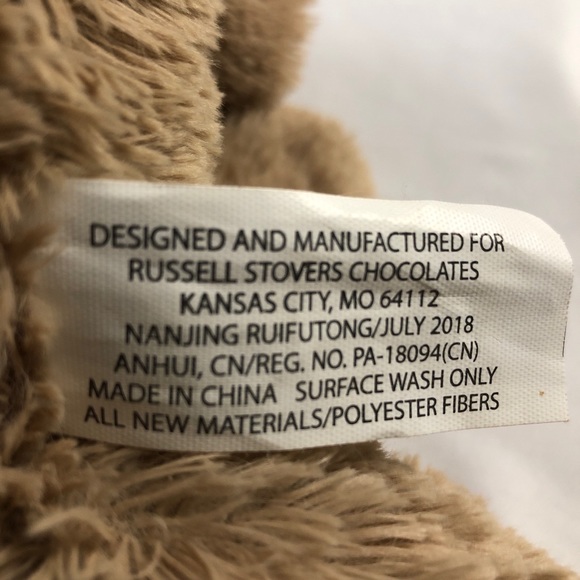 Russell Stover Toy Plush Coco 13” Bunny Ear Embroidered Paws Logo Stuffed Animal - Picture 4 of 6